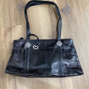 Brighton Sienna Black Croc Embossed Shoulder Hand Bag